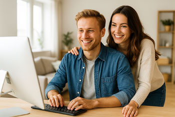 Couple reviewing bills
