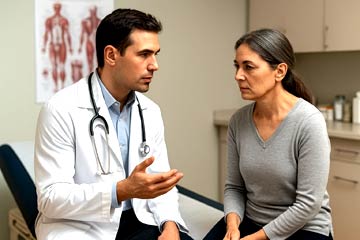 Doctor consulting with patient in medical office