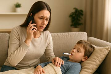 Person making an emergency phone call