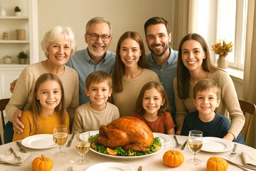 Extended family gathered together