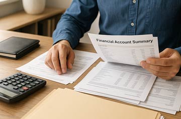 Person reviewing financial account statements