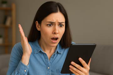 Woman frustrated discovering unwanted charge