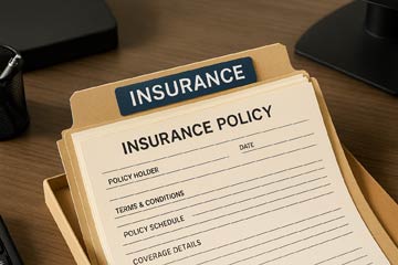 Insurance policy documents organized in folder