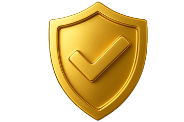 Shield with checkmark representing protection and security